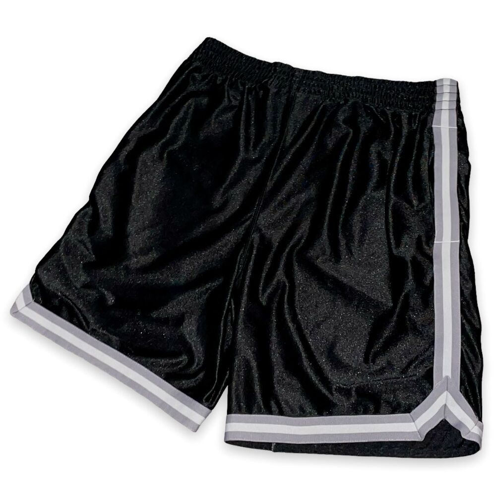 Tek Gear Vintage Dazzle Basketball Shorts Silky Shiny Silver Gray M - Picture 2 of 9